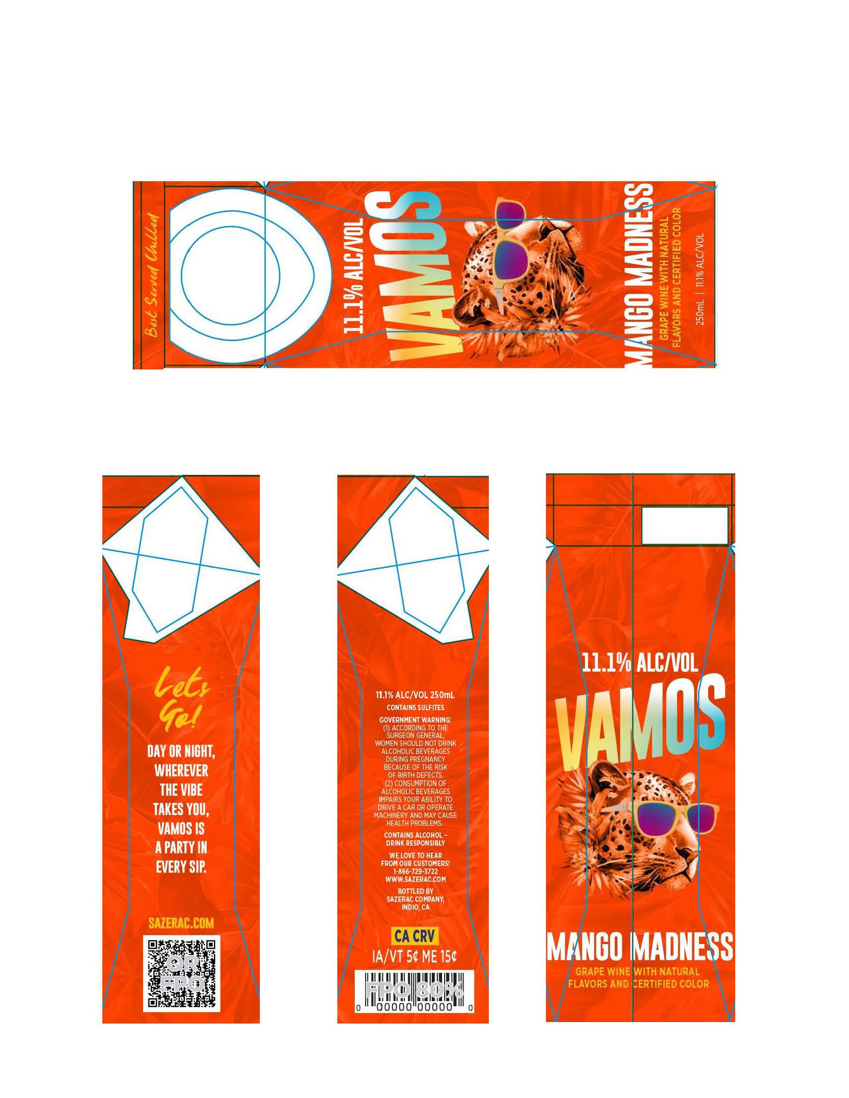 TABC label artwork for Vamos Mango Madness
