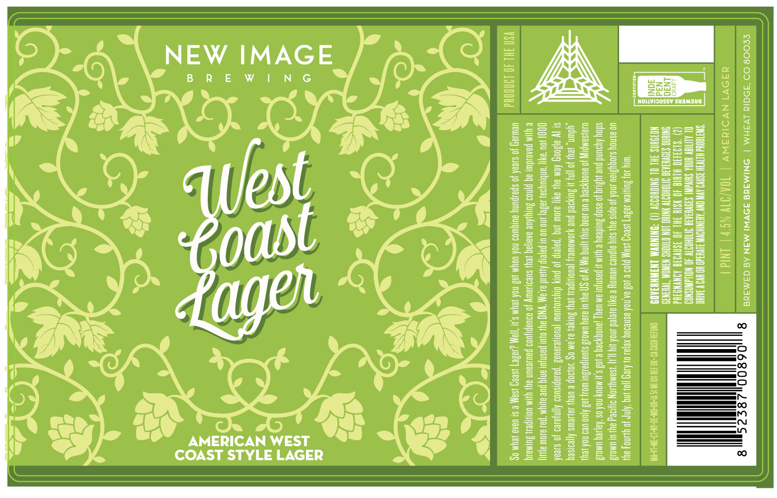 TABC label artwork for West Coast Lager