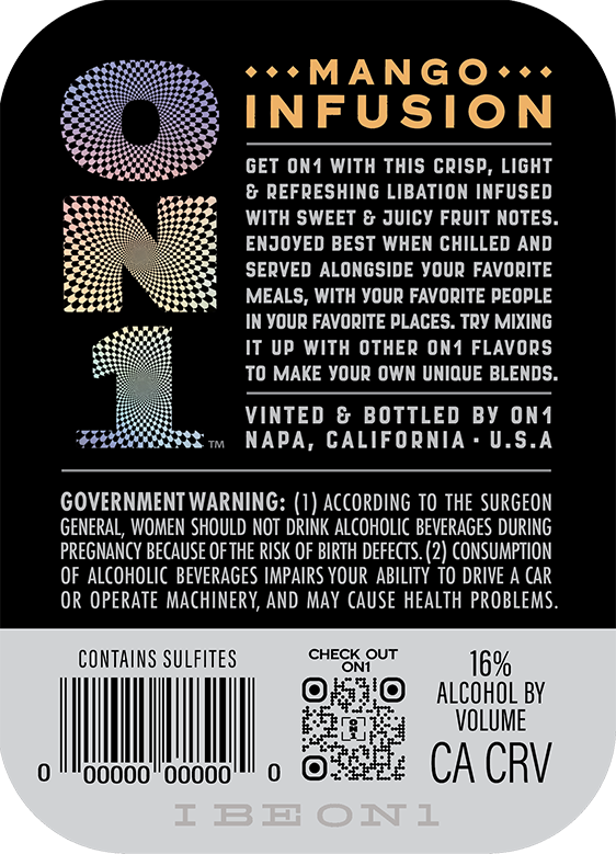 TABC label artwork for ON1 MANGO INFUSION