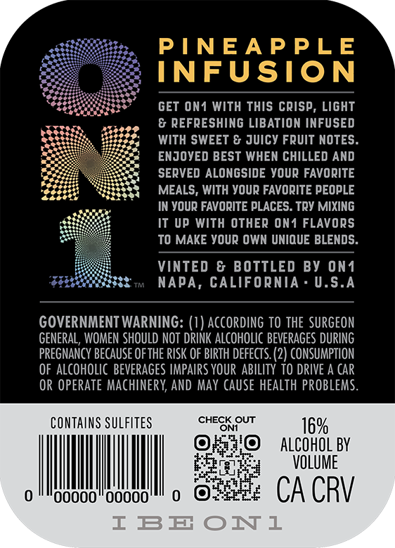 TABC label artwork for ON1 PINEAPPLE INFUSION