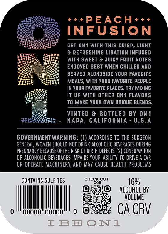 TABC label artwork for ON1 PEACH INFUSION