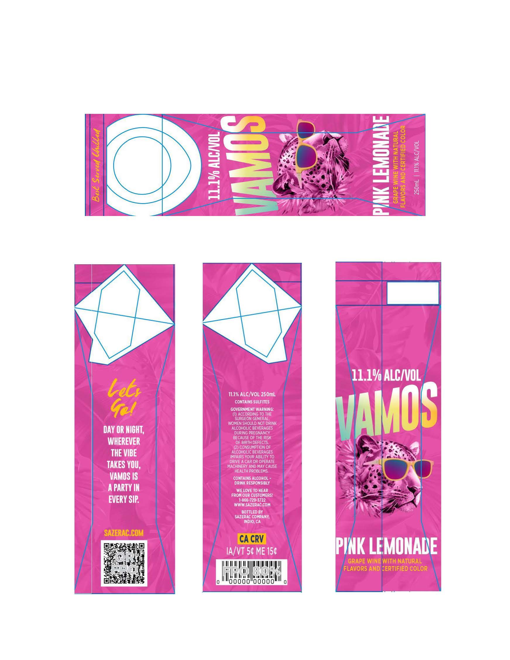 TABC label artwork for Vamos Pink Lemonade