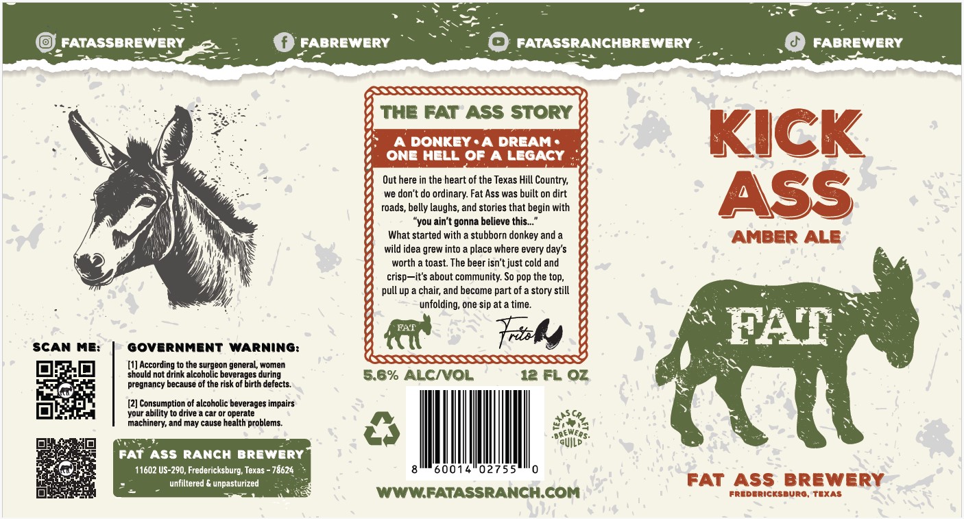 TABC label artwork for Kick Ass Amber Ale