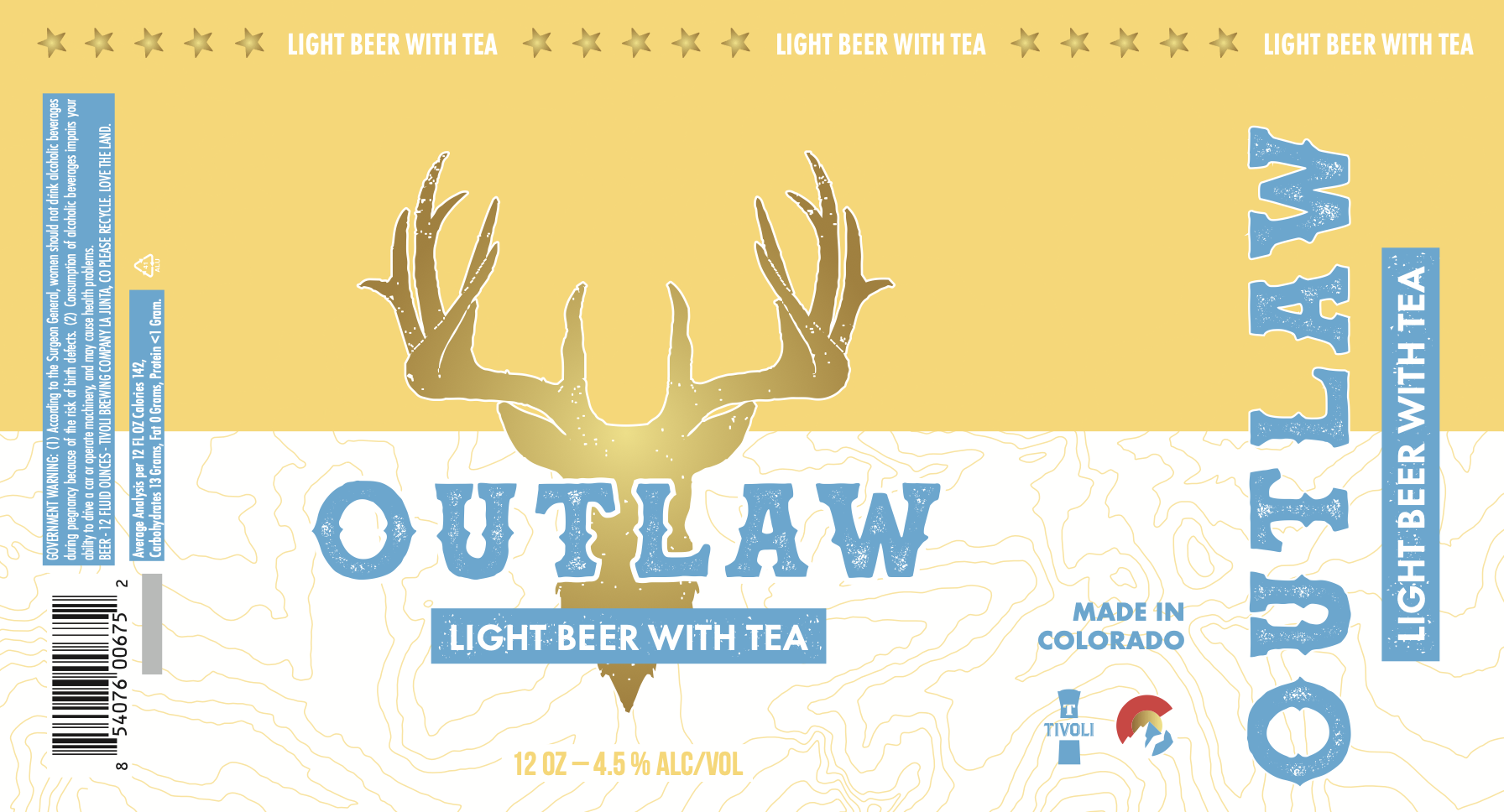 TABC label artwork for OUTLAW LIGHT BEER TEA