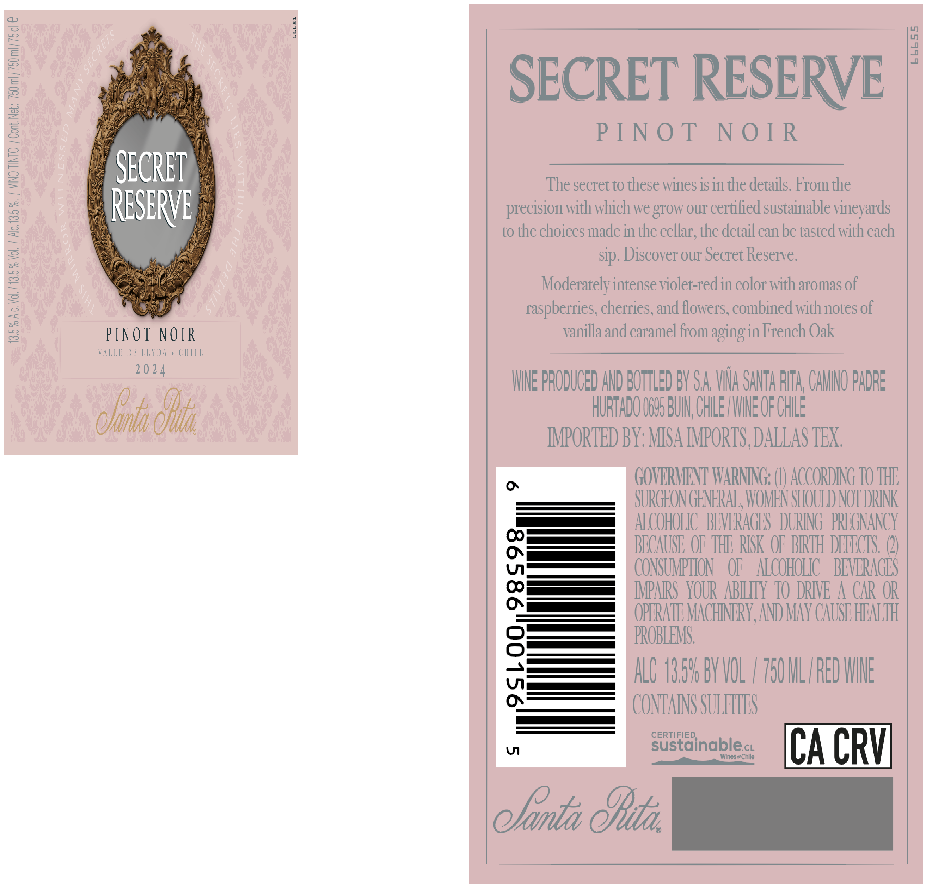 TABC label artwork for SECRET RESERVE SANTA RITA