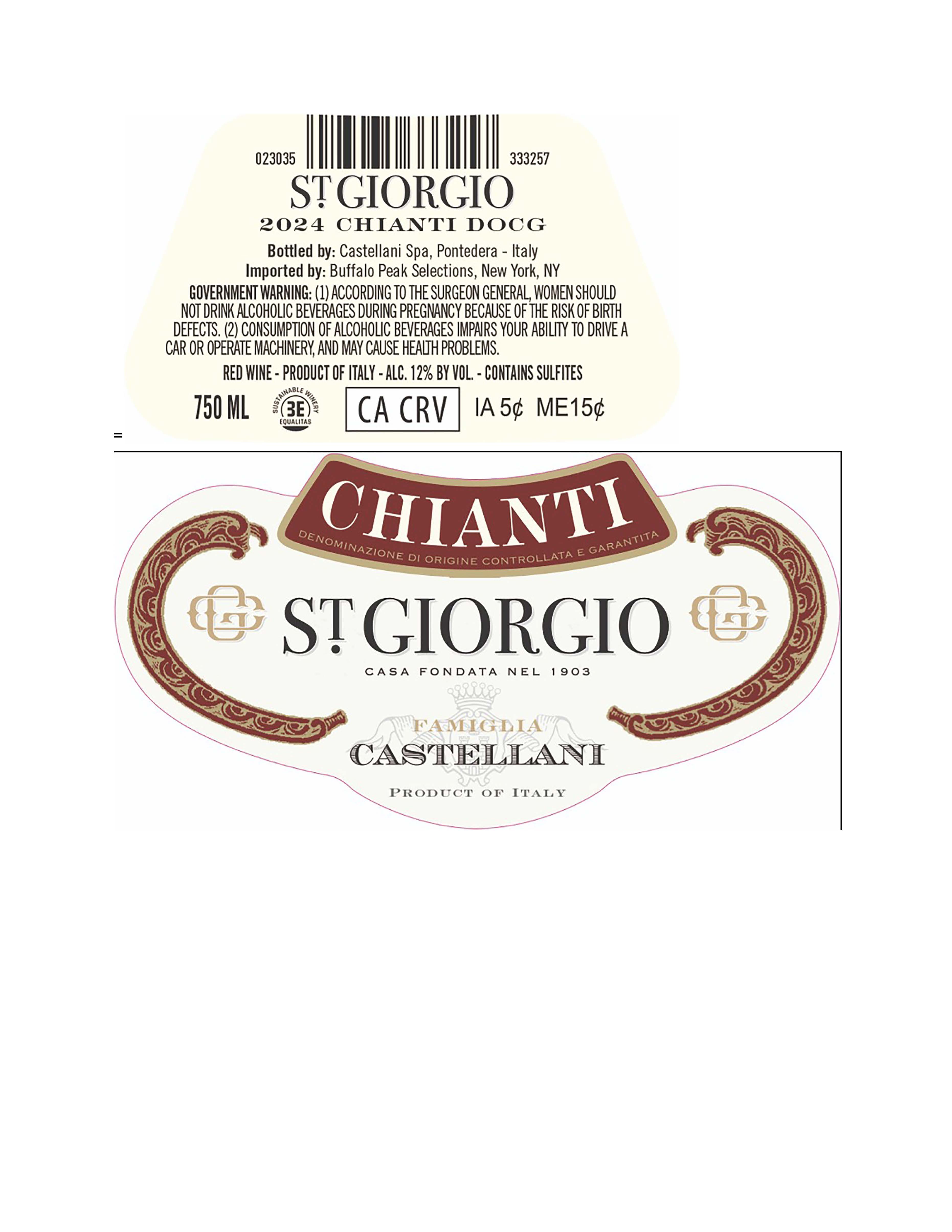 TABC label artwork for St. Giorgio Red Wine Chianti DOCG