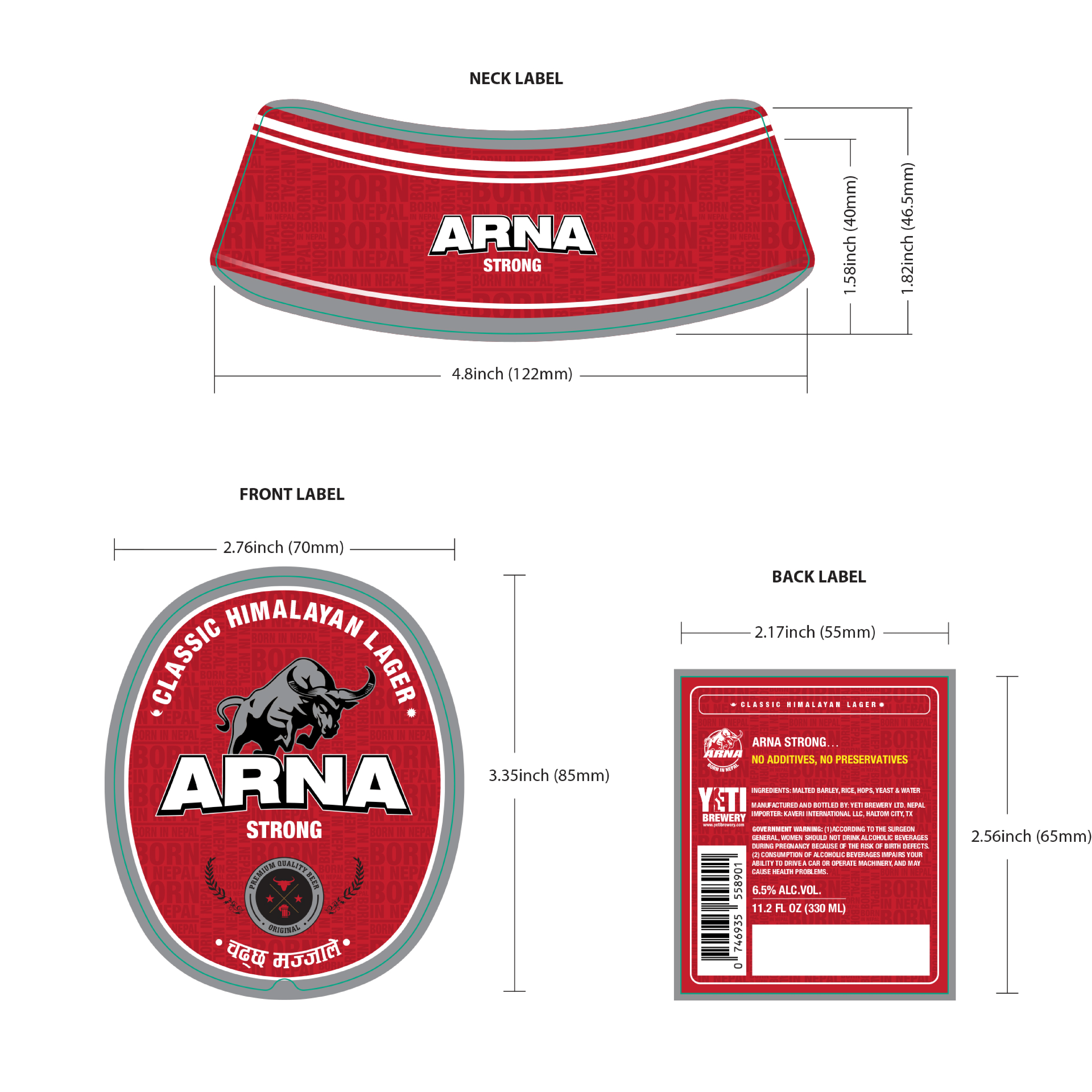 TABC label artwork for Arna Strong