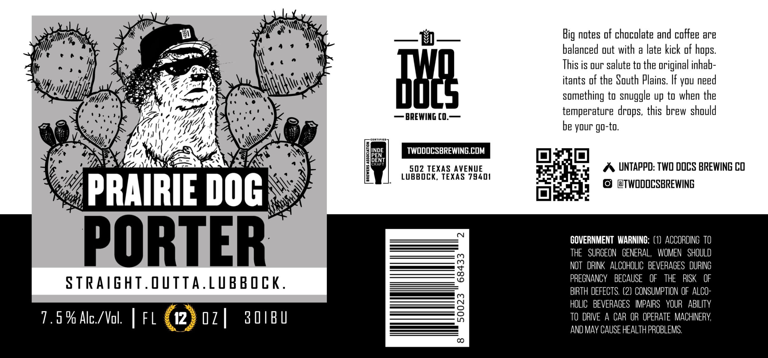 TABC label artwork for Prairie Dog Porter