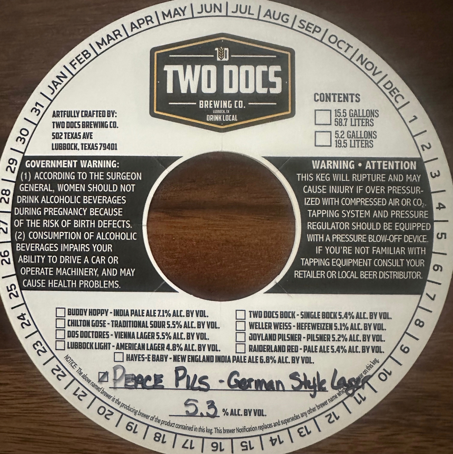 TABC label artwork for Peace Pils