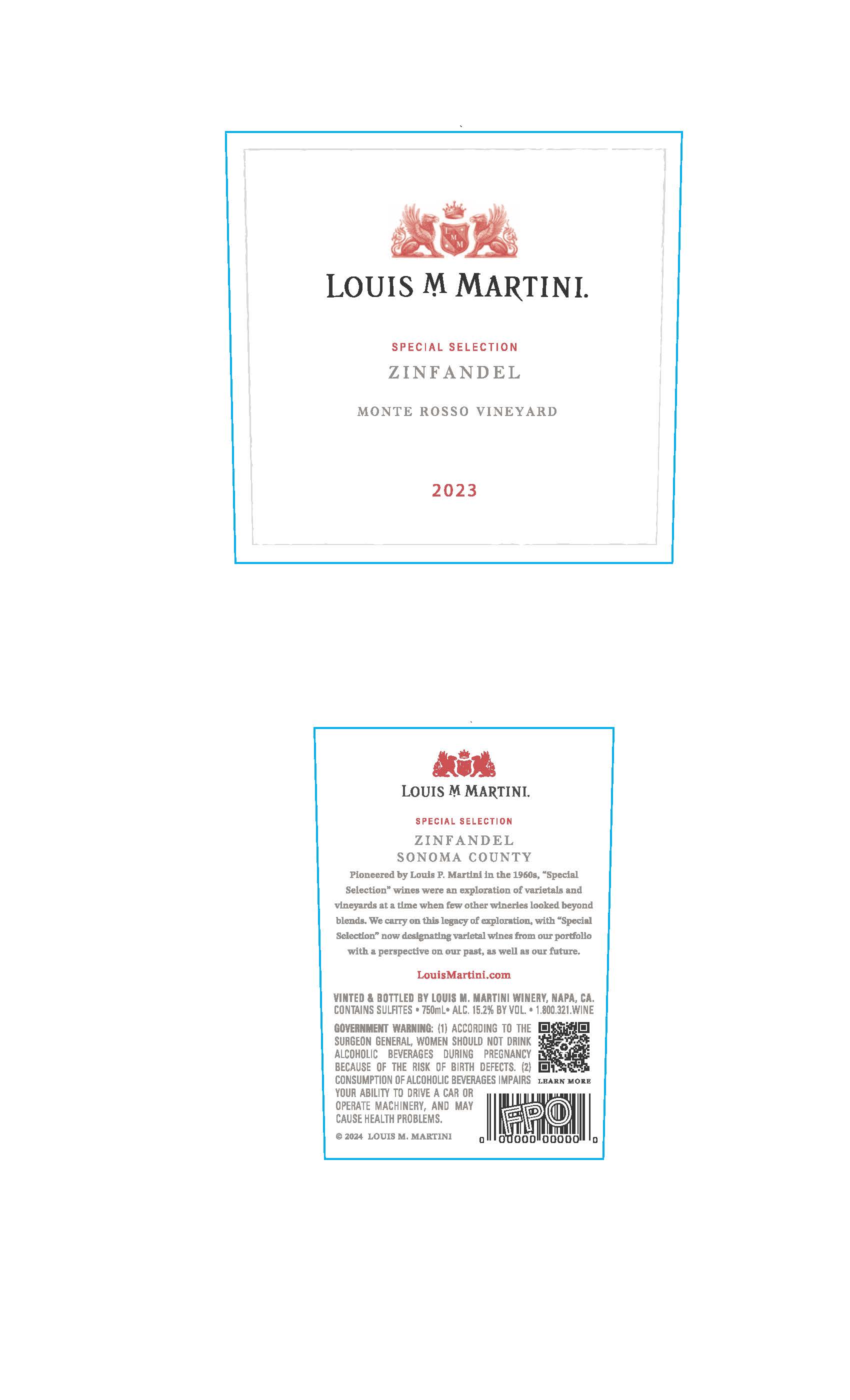 TABC label artwork for Louis M. Martini Zinfandel Special Selection Sonoma County