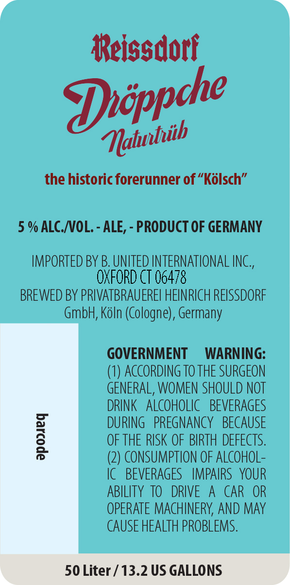 TABC label artwork for Reissdorf Droppche