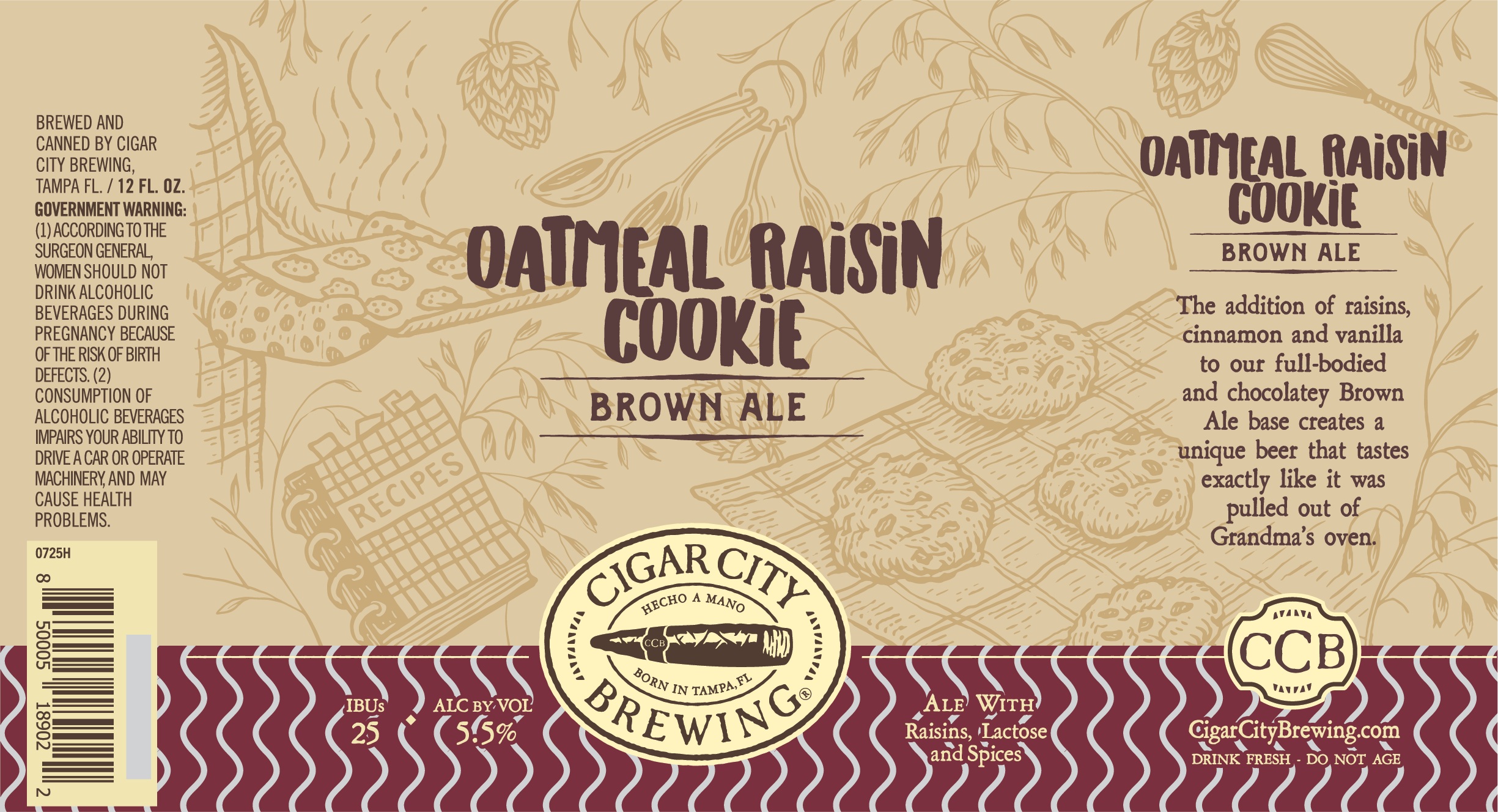 TABC label artwork for Cigar City Oatmeal Raisin Cookie