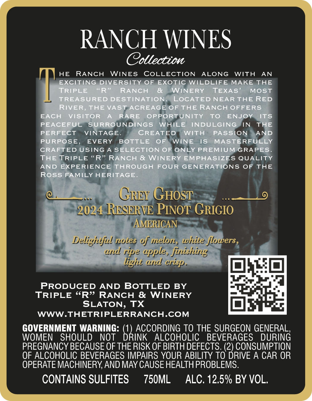 TABC label artwork for RANCH WINES GREY GHOST RESERVE PINOT GRIGIO