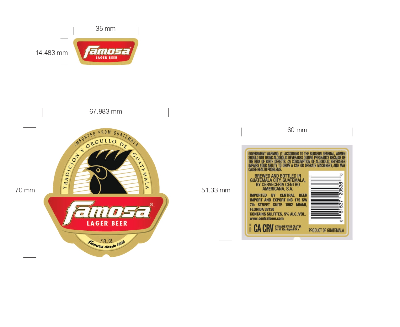 TABC label artwork for FAMOSA LAGER BEER 7oz