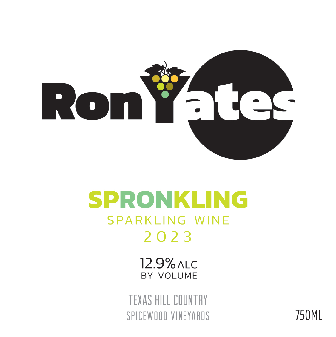 TABC label artwork for RON YATES SPRONKLING SPARKLING WINE