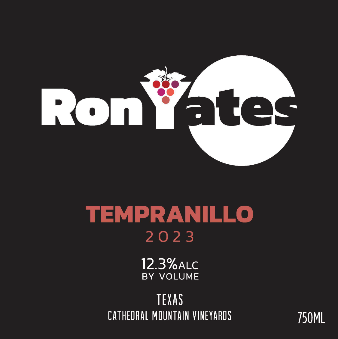 TABC label artwork for RON YATES TEMPRANILLO