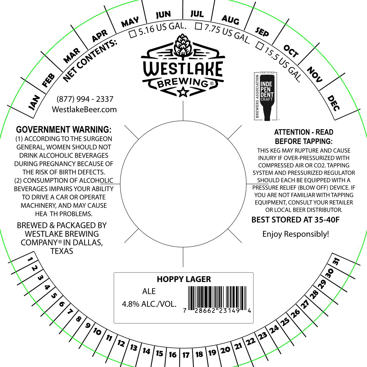 TABC label artwork for Hoppy Lager