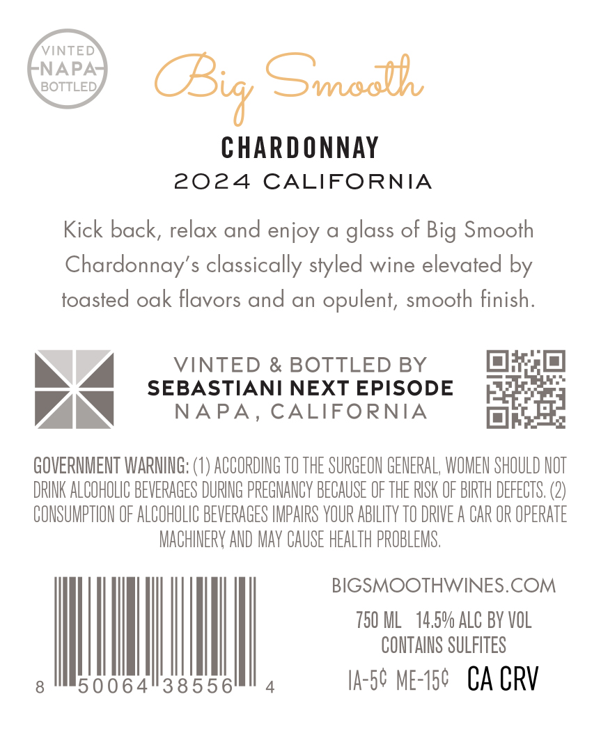 TABC label artwork for Big Smooth Chardonnay