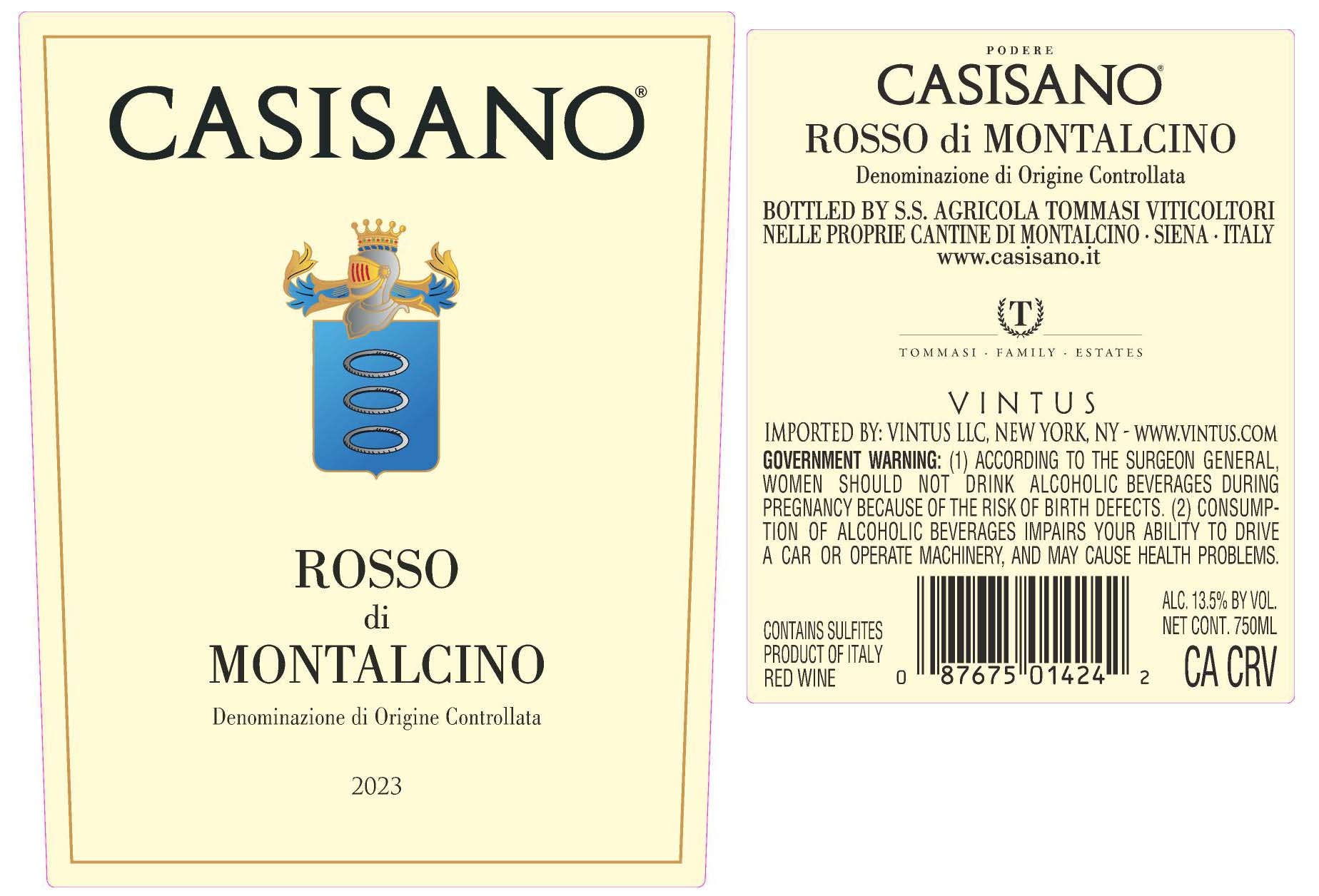 TABC label artwork for Casisano Rosso di Montalcino
