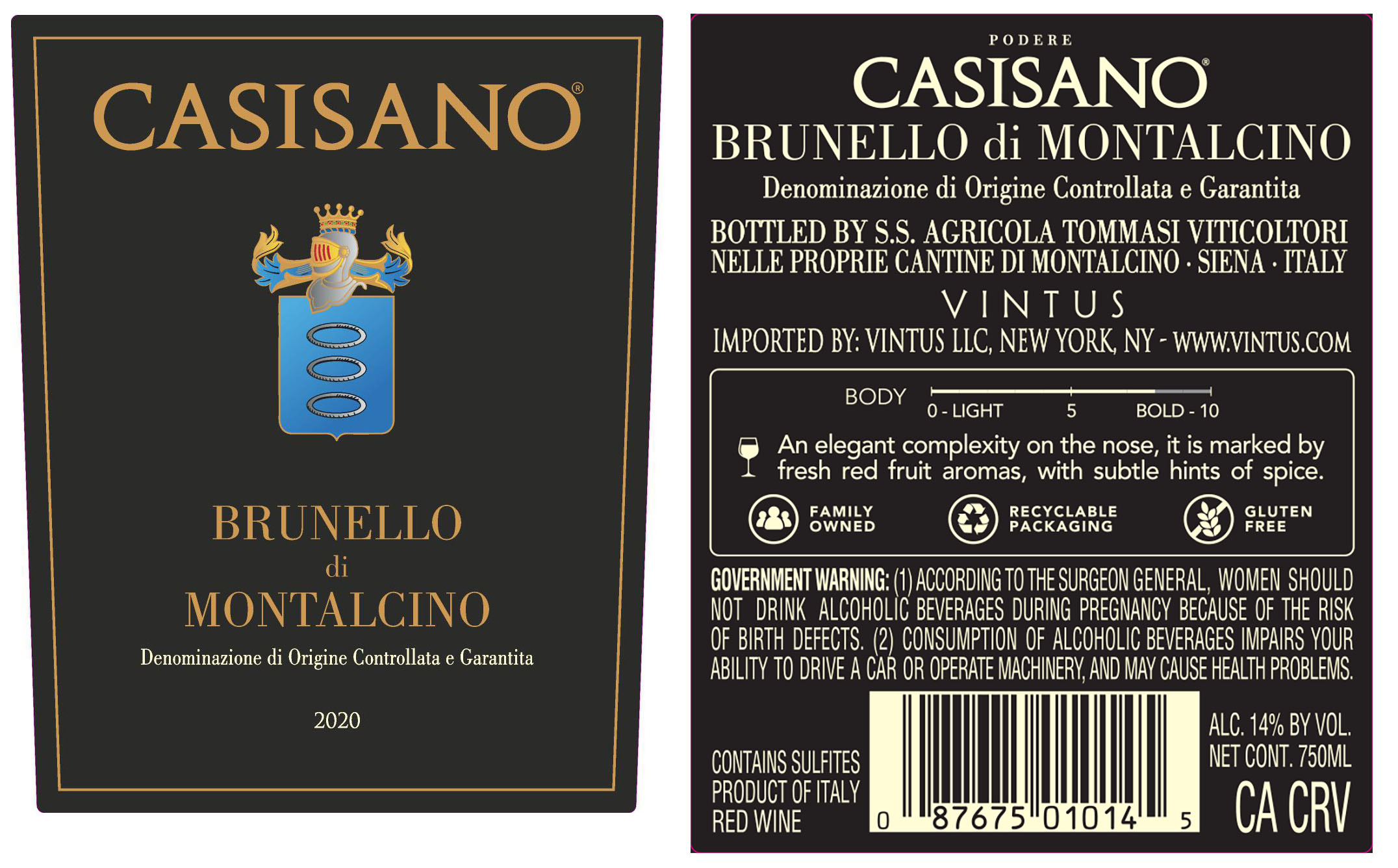 TABC label artwork for Casisano Brunello di Montalcino