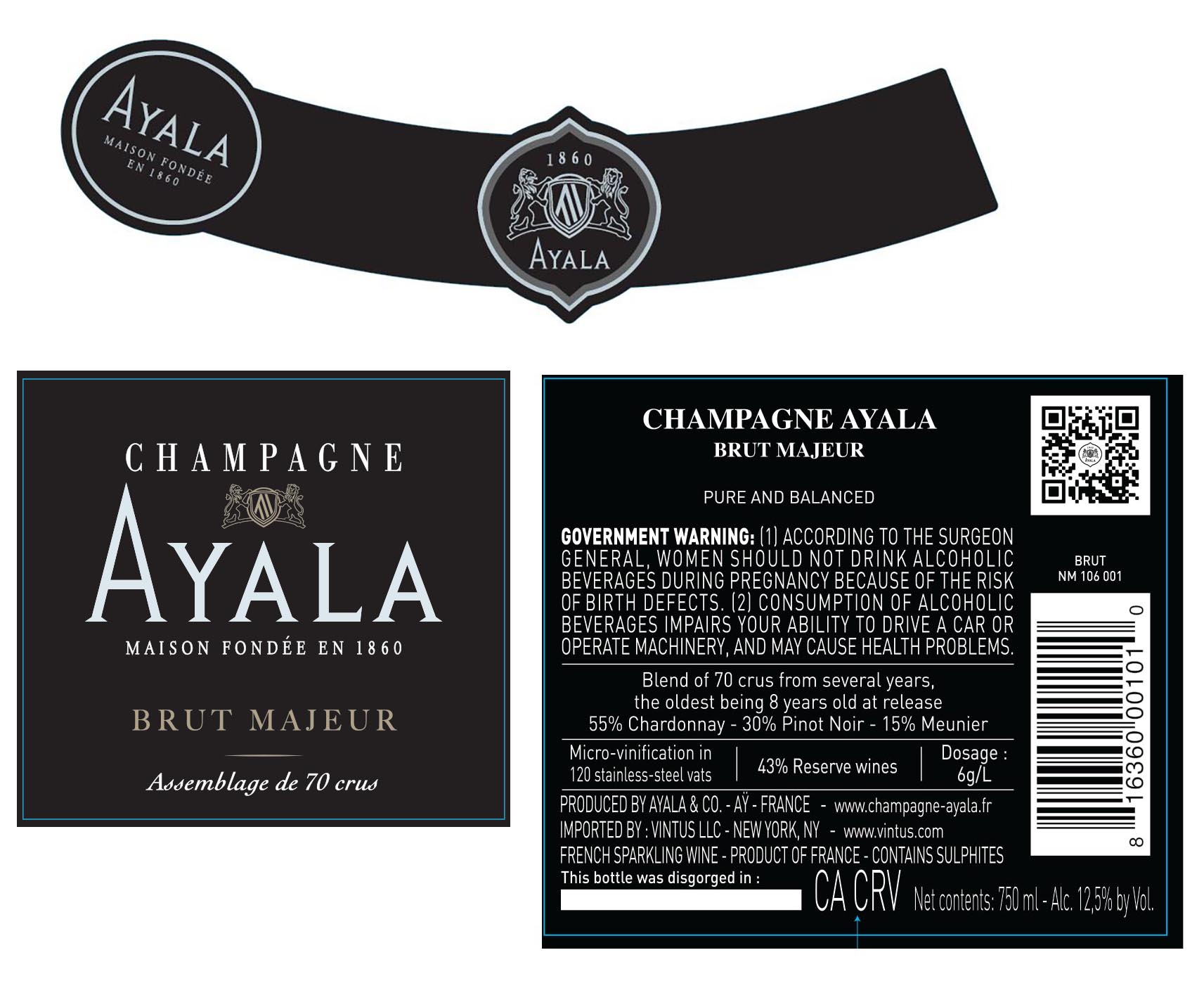 TABC label artwork for Ayala Brut Majeur
