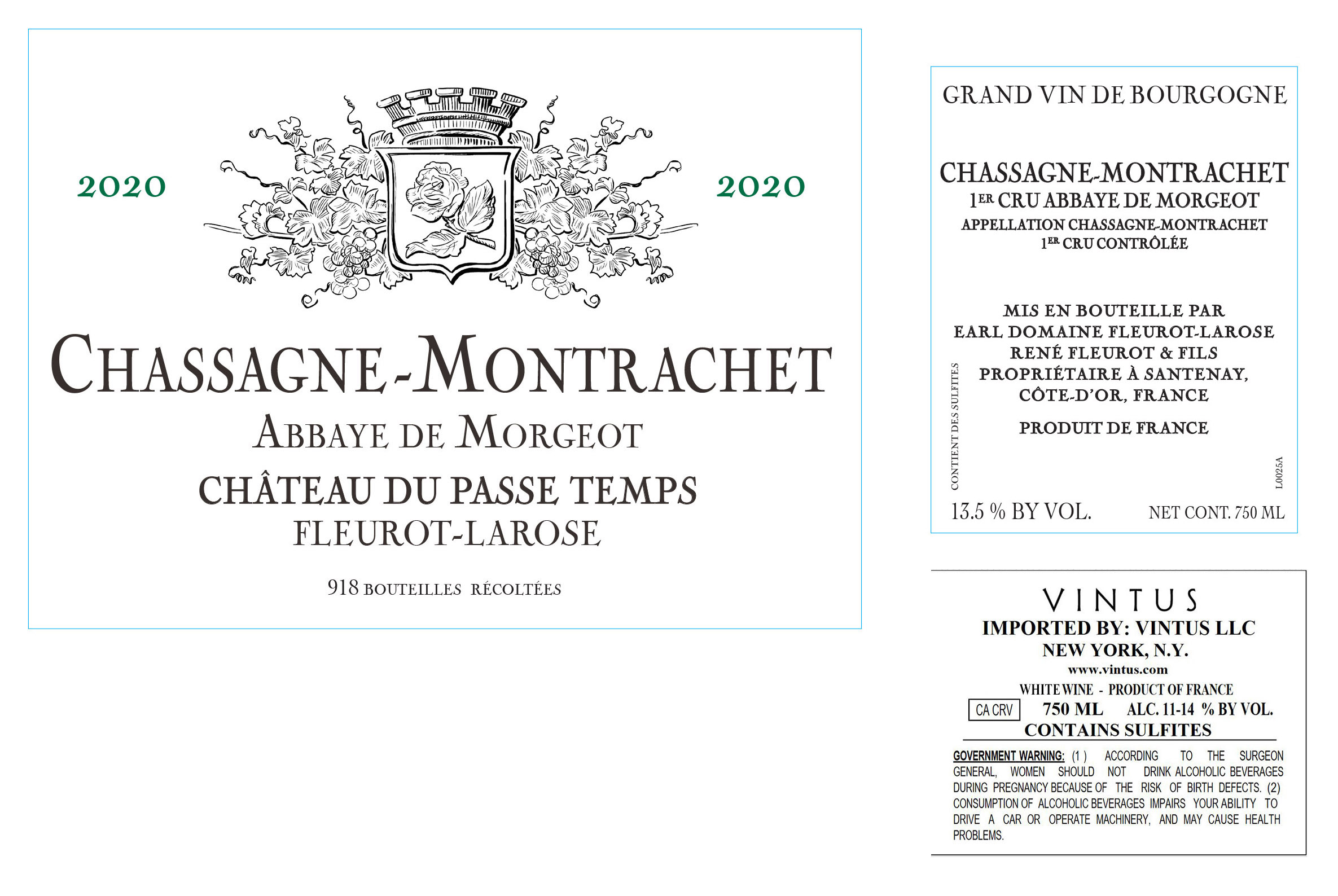 TABC label artwork for Fleurot-Larose Abbaye de Morgot Blanc Chassagne-Montrachet
