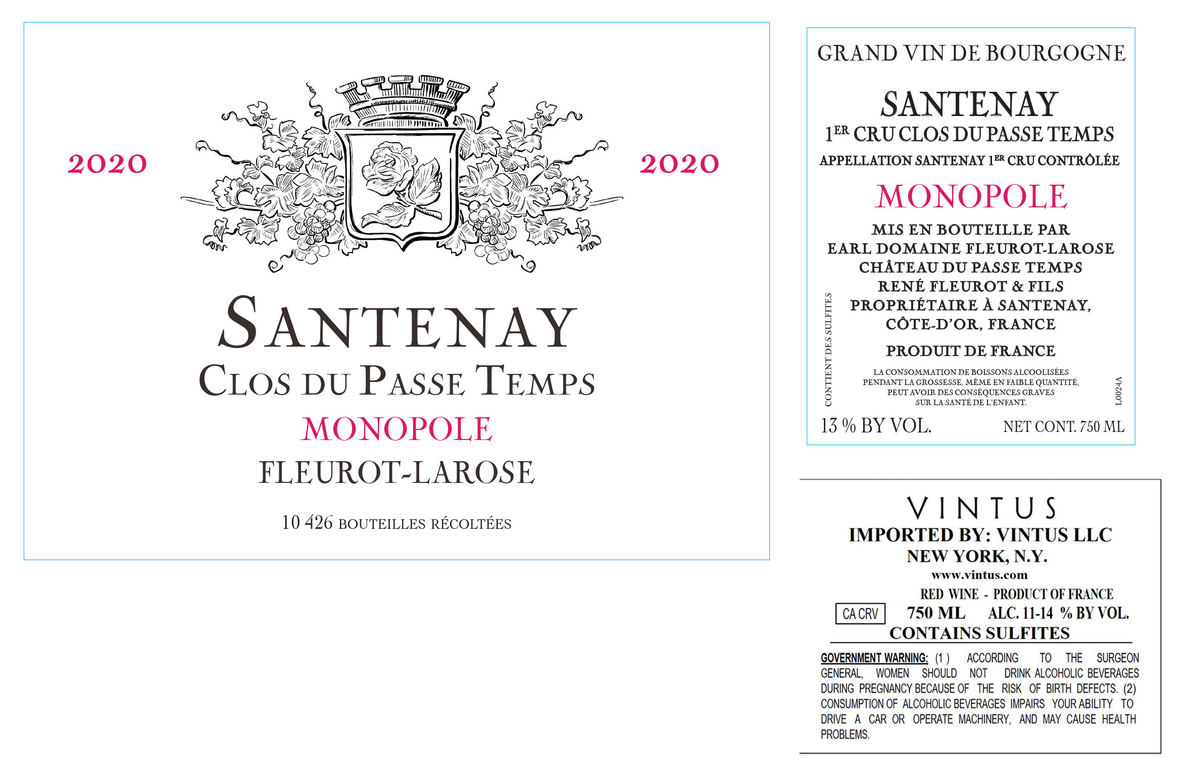 TABC label artwork for Fleurot-Larose Clos du Passe Temps Monopole Rouge