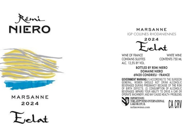 TABC label artwork for Domaine Niero Eclat Marsanne IGP Collines Rhodaniennes