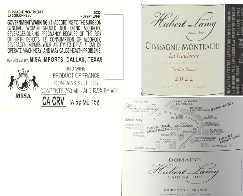 TABC label artwork for HUBERT LAMY LA GOUJONNE VV