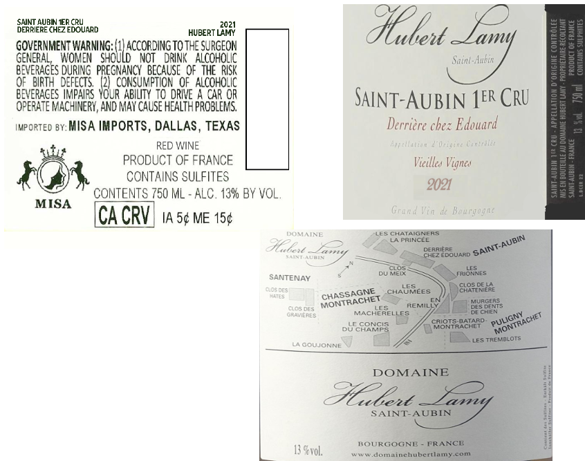 TABC label artwork for HUBERT LAMY DERRIERE CHEZ EDOUARD
