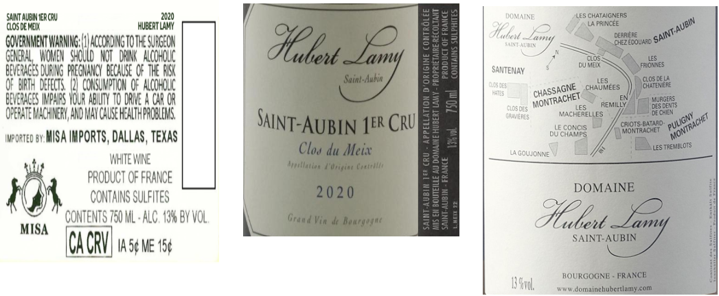 TABC label artwork for HUBERT LAMY CLOS DE MEIX