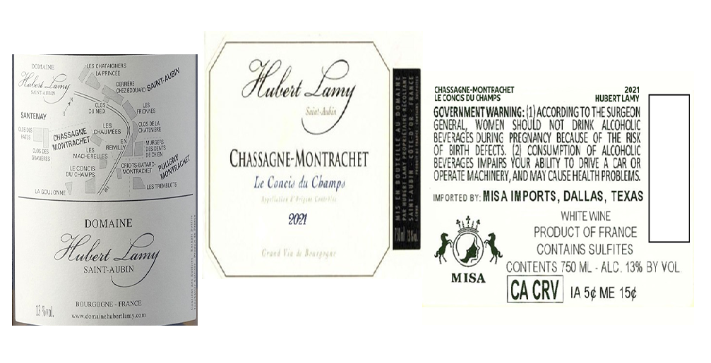 TABC label artwork for HUBERT LAMY LE CONCIS DU CHAMPS