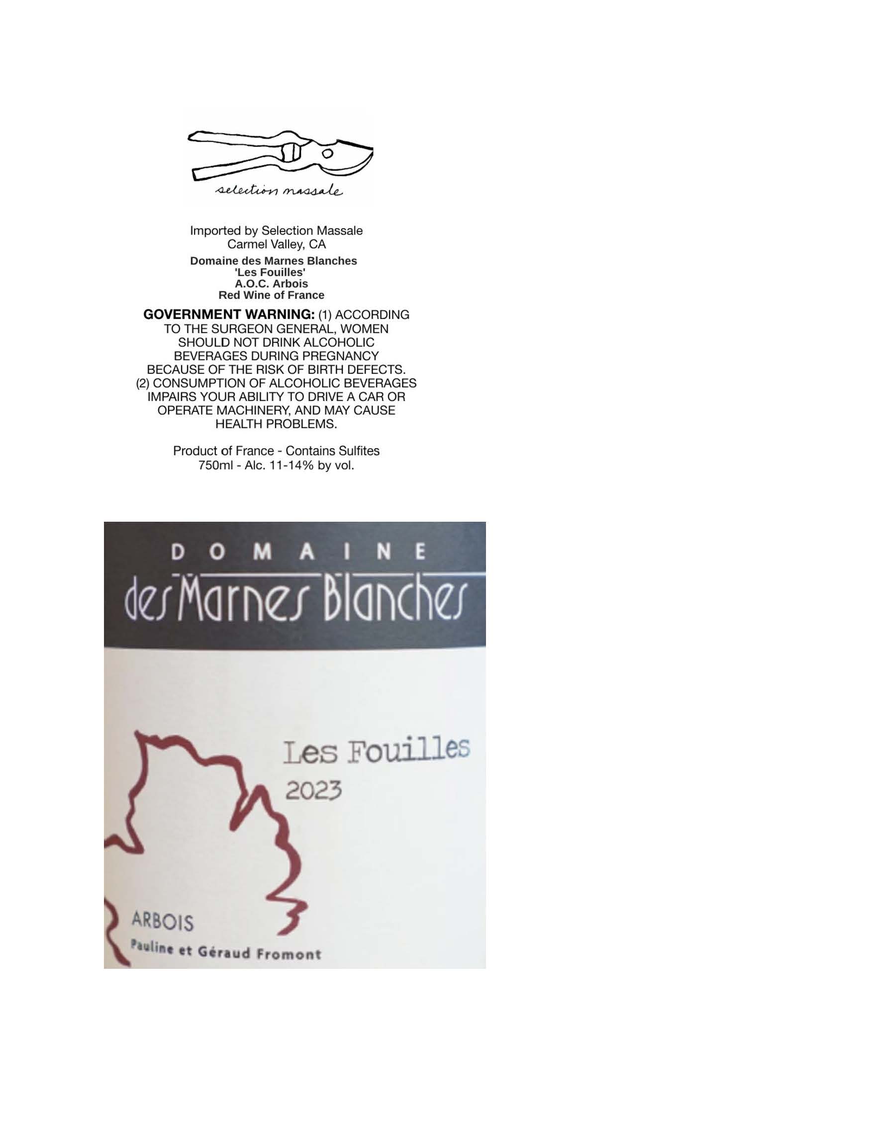 TABC label artwork for Marnes Blanches Arbois Les Fouilles
