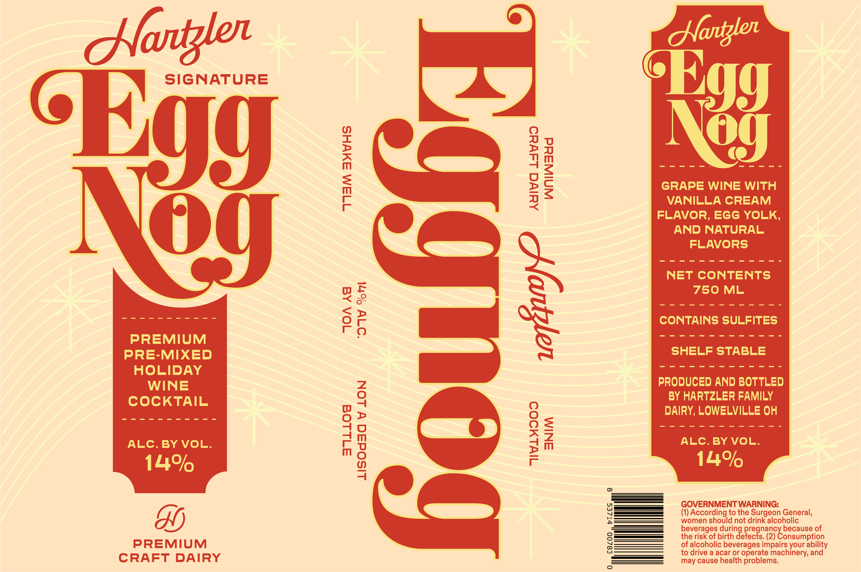TABC label artwork for Hartzler Eggnog Wine Cocktail