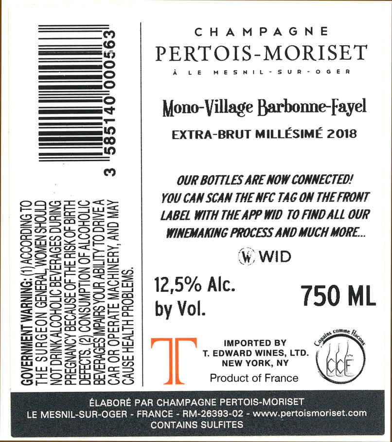 TABC label artwork for Champagne Pertois Moriset Barbonne Fayel