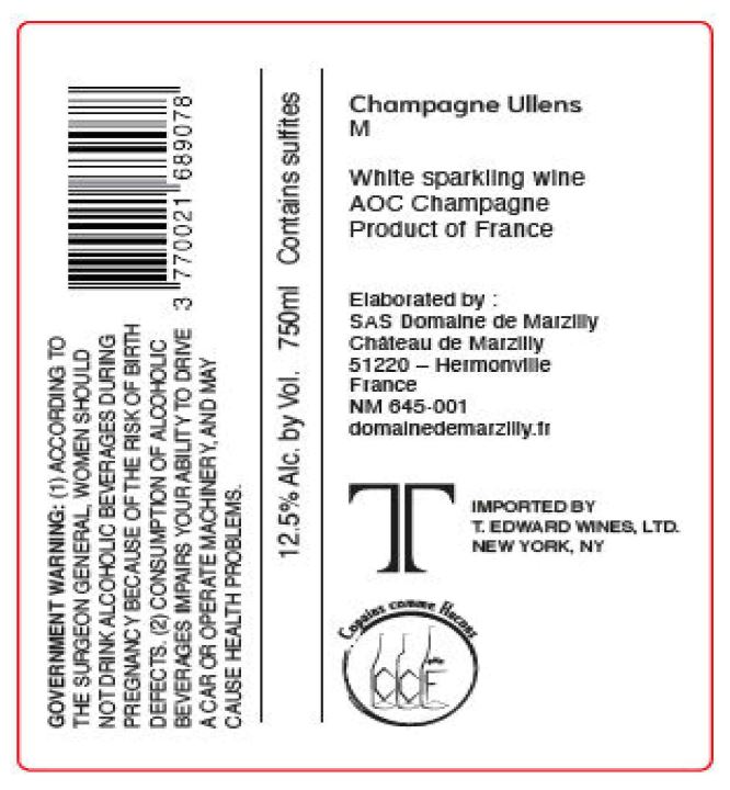 TABC label artwork for Champagne Ullens M