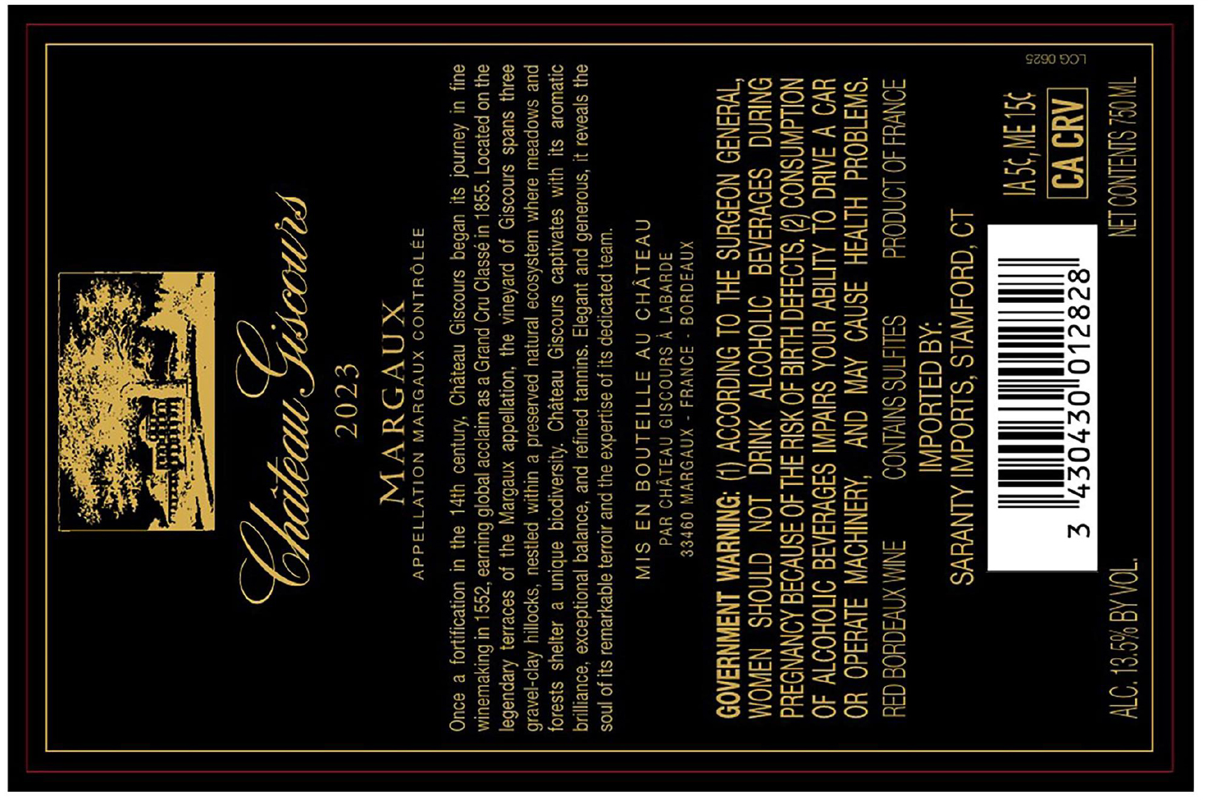 TABC label artwork for Chateau Giscours Margaux