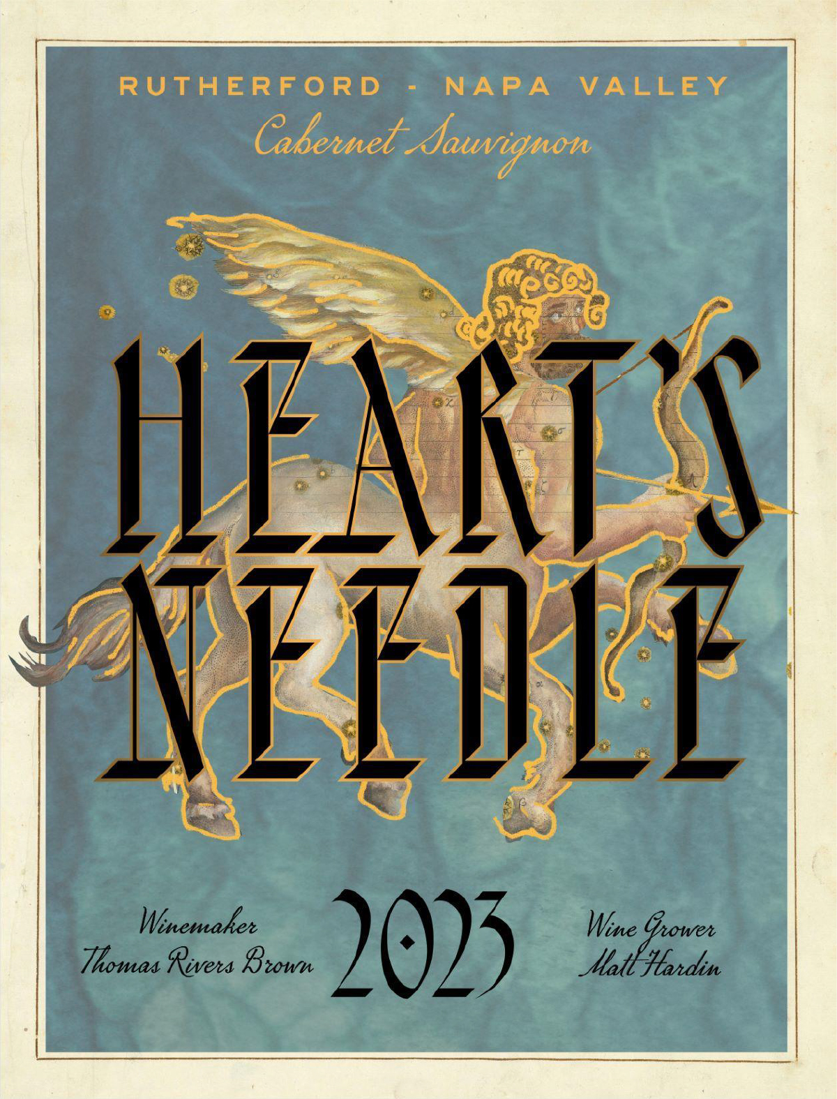 TABC label artwork for Heart’s Needle Cabernet Sauvignon by Thomas Rivers Brown