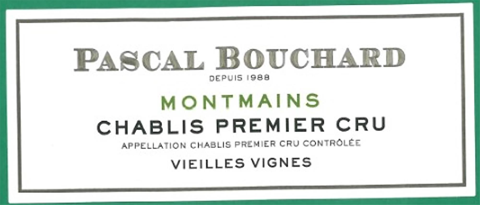 TABC label artwork for Pascal Bouchard Chablis 1er Cru Montmains VV