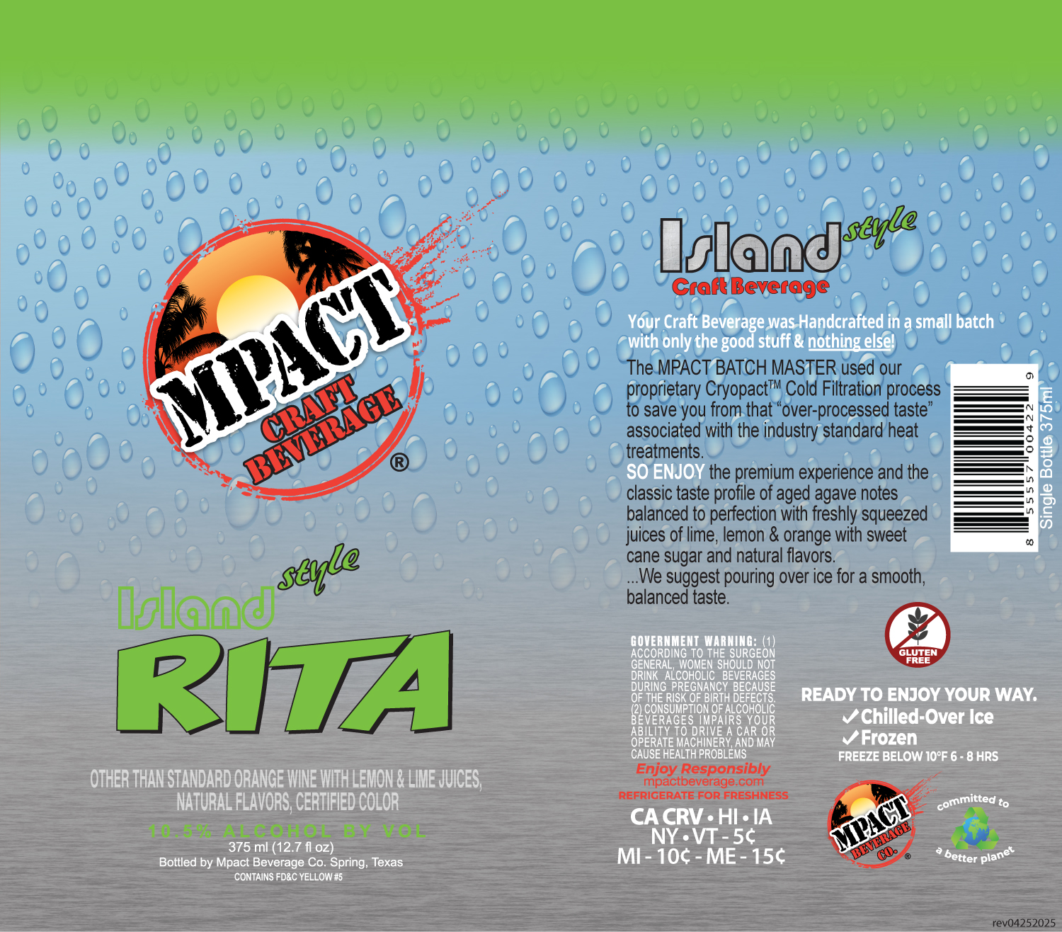 TABC label artwork for Mpact Beverage Co. Island Style Rita