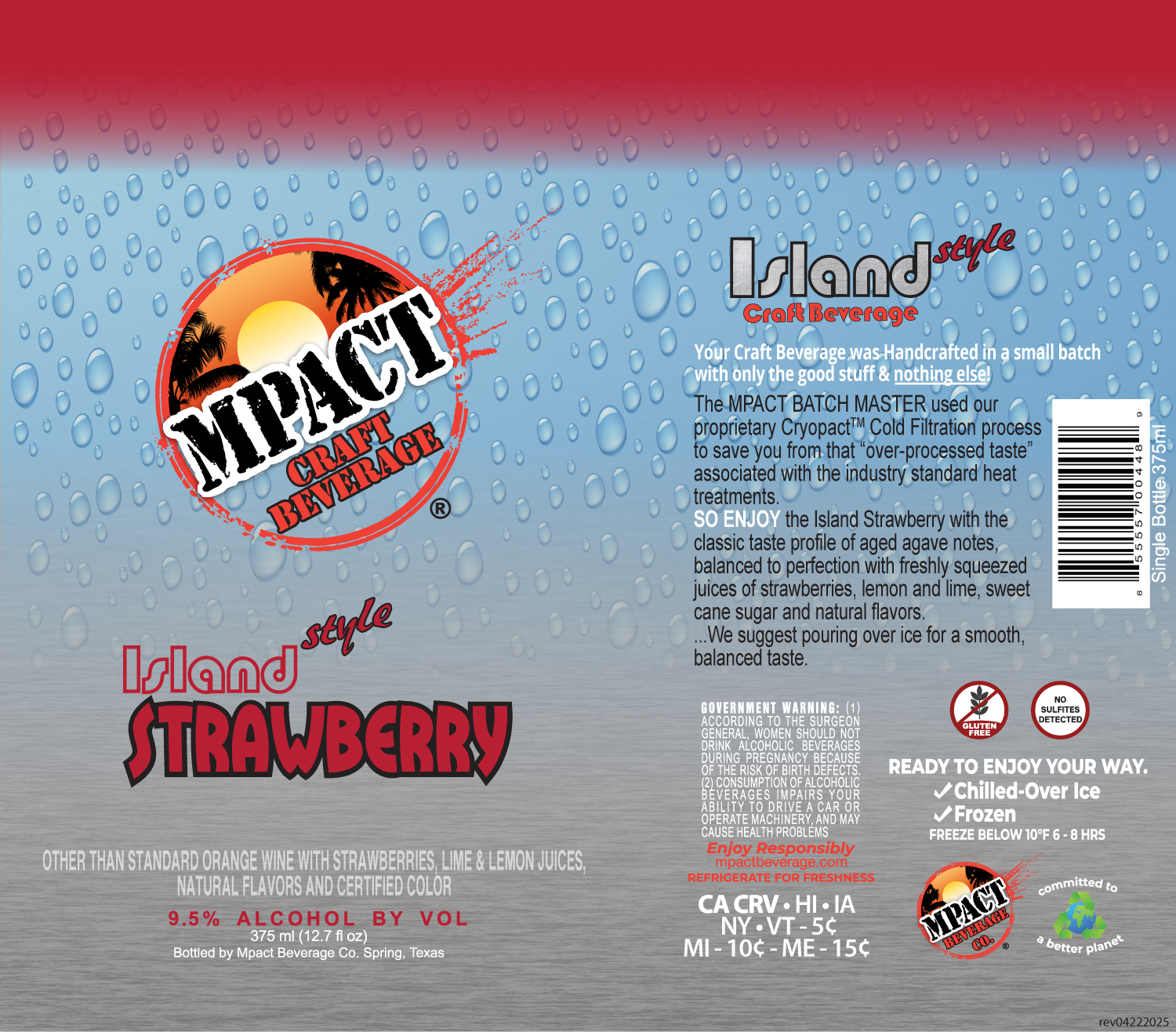 TABC label artwork for Mpact Beverage Co. Island Style Strawberry