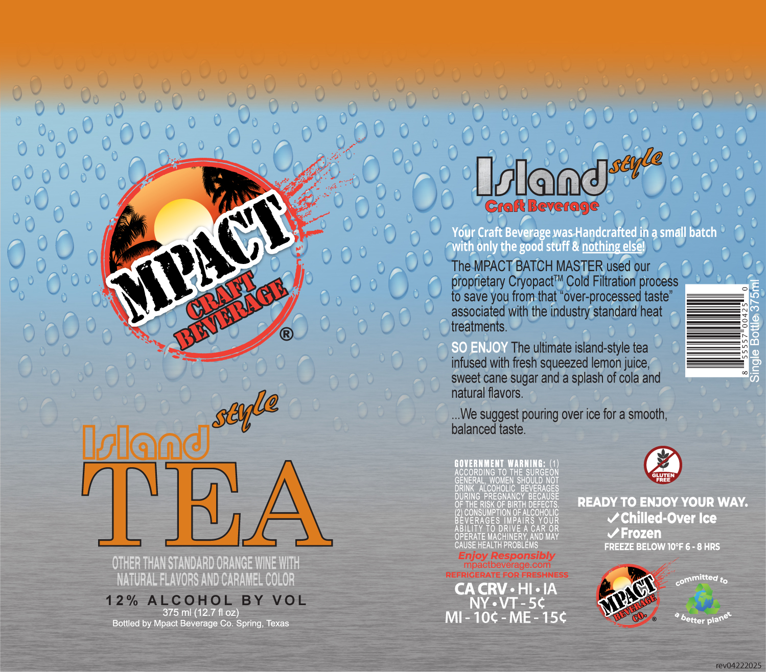 TABC label artwork for Mpact Beverage Co Island Style Tea