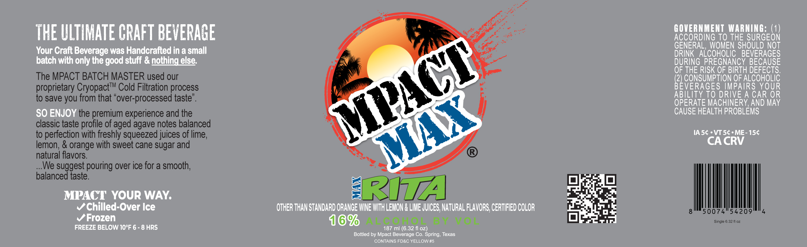 TABC label artwork for Mpact Beverage Co. Mpact MAX Rita