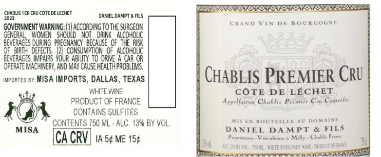 TABC label artwork for DANIEL DAMPT & FILS COTE DE LECHET