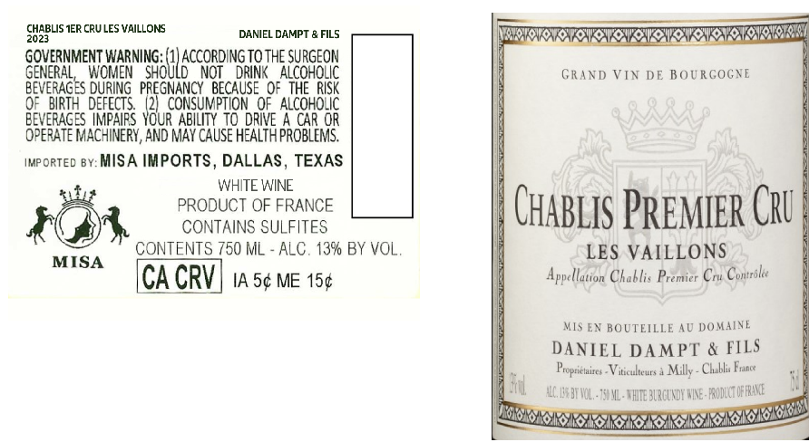 TABC label artwork for DANIEL DAMPT & FILS LES VAILLONS