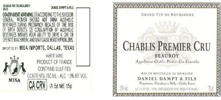 TABC label artwork for DANIEL DAMPT & FILS BEAUROY
