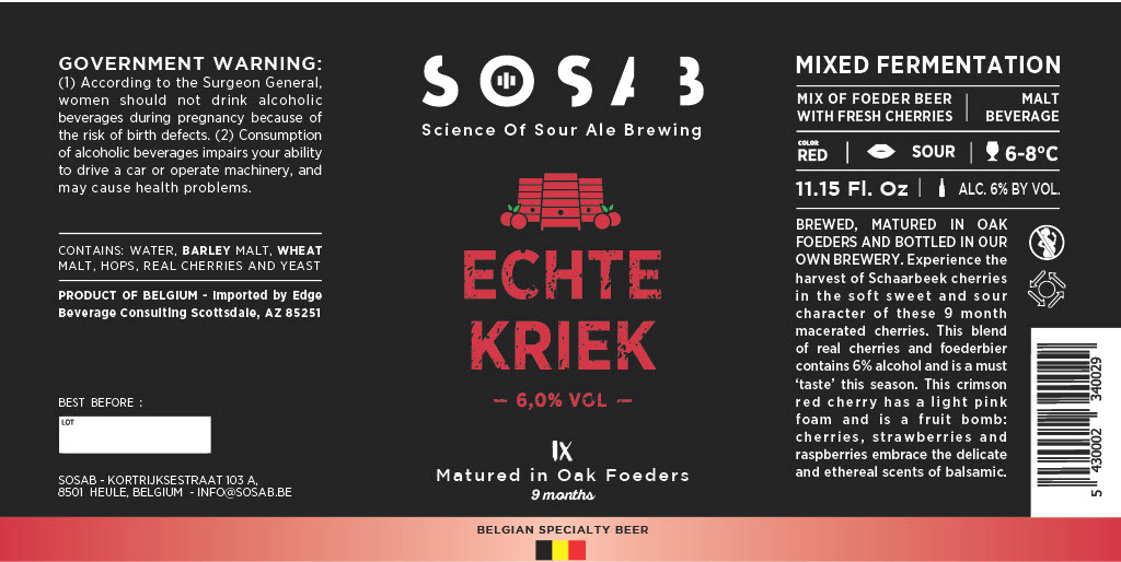 TABC label artwork for SOSAB Echte Kriek