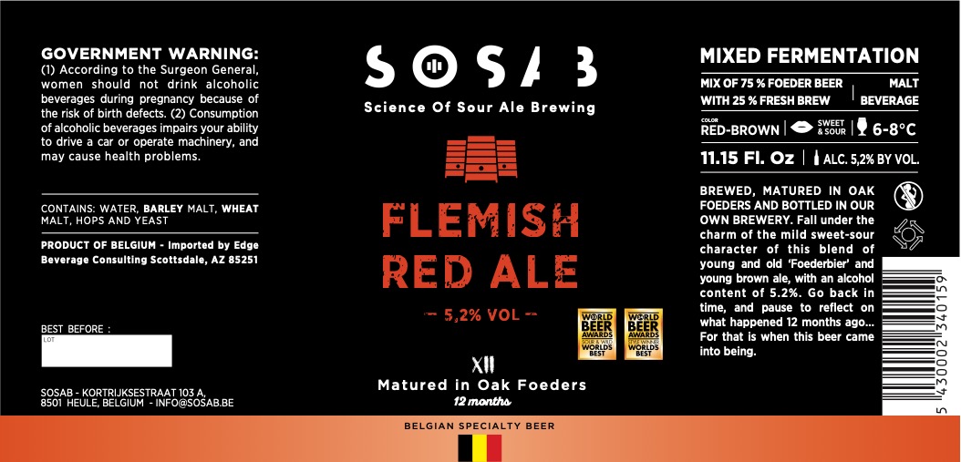 TABC label artwork for SOSAB Flemish Red Ale