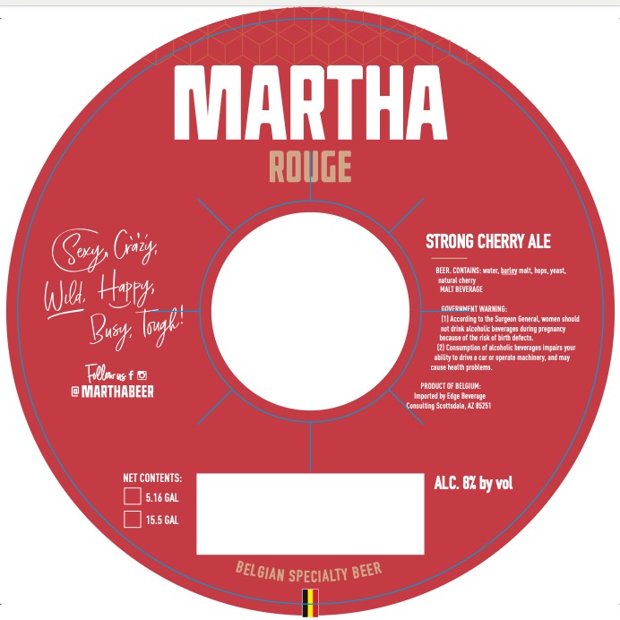 TABC label artwork for Martha Rouge Keg