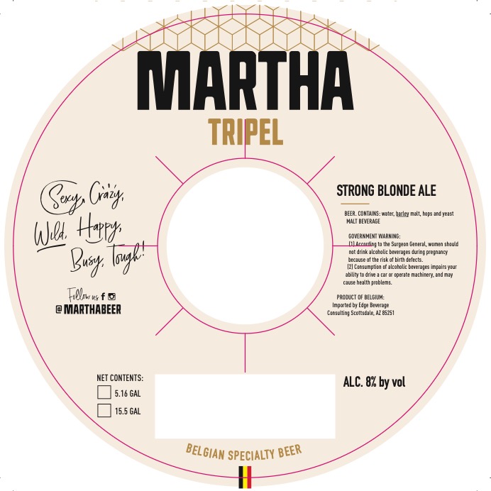 TABC label artwork for Martha Tripel Keg